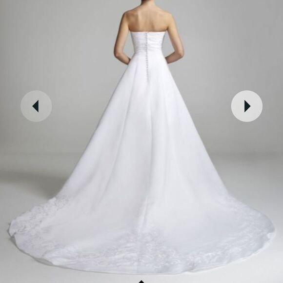 David's Bridal 2003 White Strapless Princess Wedding Dress Embriodered Dress 6 - Picture 3 of 15